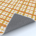 Hygge Retro Stripe Painted Plaid Pattern Orange Mustard Cream Rug Gallery Image 4