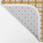 Hygge Retro Stripe Painted Plaid Pattern Orange Mustard Cream Bath Mat Gallery Image 2