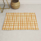 Hygge Retro Stripe Painted Plaid Pattern Orange Mustard Cream Rug Gallery Image 1