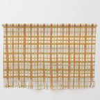 Hygge Retro Stripe Painted Plaid Pattern Orange Mustard Cream Wall Hanging Gallery Image 1