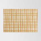 Hygge Retro Stripe Painted Plaid Pattern Orange Mustard Cream Rug Gallery Image 2