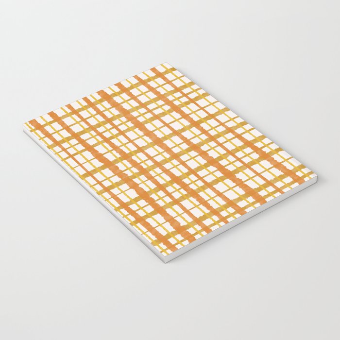 Hygge Retro Stripe Painted Plaid Pattern Orange Mustard Cream Notebook Gallery Image 3