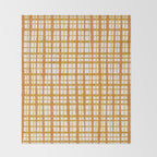 Hygge Retro Stripe Painted Plaid Pattern Orange Mustard Cream Throw Blanket Gallery Image 2