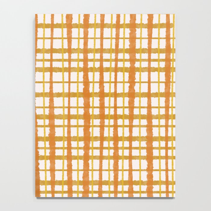 Hygge Retro Stripe Painted Plaid Pattern Orange Mustard Cream Notebook Gallery Image 4
