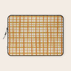 Hygge Retro Stripe Painted Plaid Pattern Orange Mustard Cream Laptop Sleeve Gallery Image 1