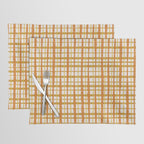 Hygge Retro Stripe Painted Plaid Pattern Orange Mustard Cream Placemat Gallery Image 1