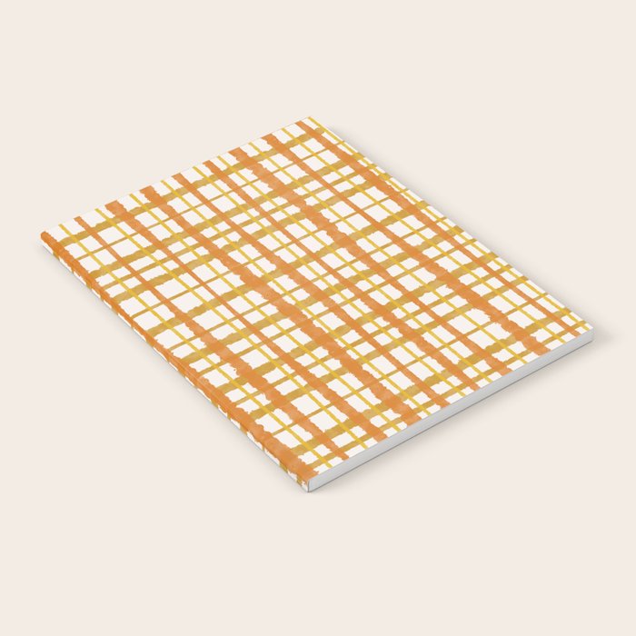 Hygge Retro Stripe Painted Plaid Pattern Orange Mustard Cream Notebook Gallery Image 1