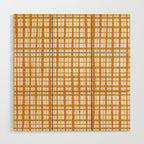 Hygge Retro Stripe Painted Plaid Pattern Orange Mustard Cream Wood Wall Art Gallery Image 1