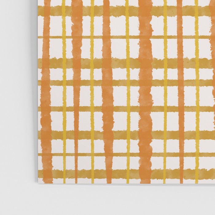 Hygge Retro Stripe Painted Plaid Pattern Orange Mustard Cream Poster Gallery Image 3