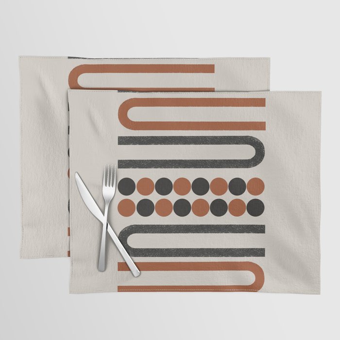 Abstract Modern Lines, Burnt Orange Art Placemat Gallery Image 1