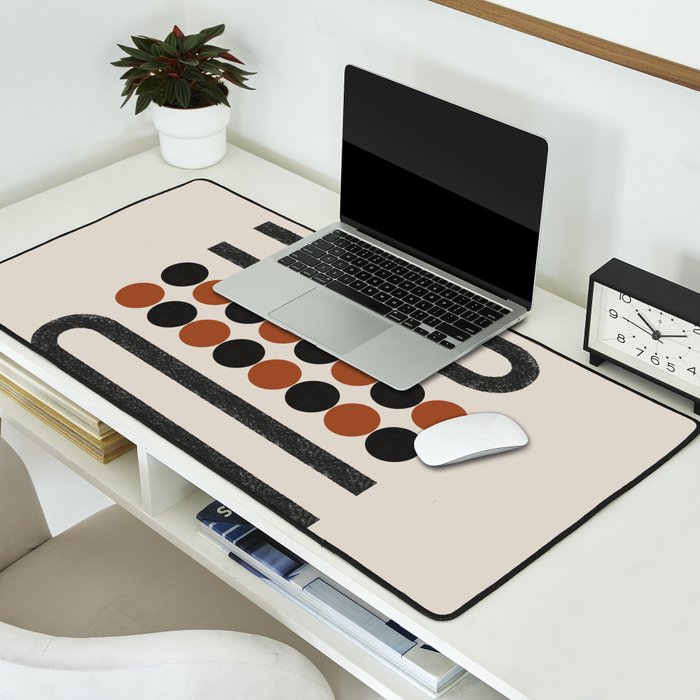 Abstract Modern Lines, Burnt Orange Art Desk Mat Gallery Image 2