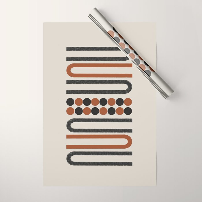 Abstract Modern Lines, Burnt Orange Art Wrapping Paper Gallery Image 1