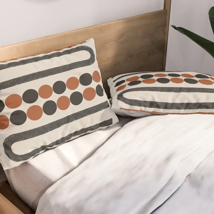 Abstract Modern Lines, Burnt Orange Art Pillow Sham Gallery Image 2