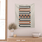 Abstract Modern Lines, Burnt Orange Art Wall Tapestry Gallery Image 2