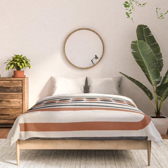 Abstract Modern Lines, Burnt Orange Art Comforter Gallery Image 3