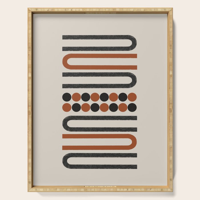 Abstract Modern Lines, Burnt Orange Art Serving Tray Gallery Image 1