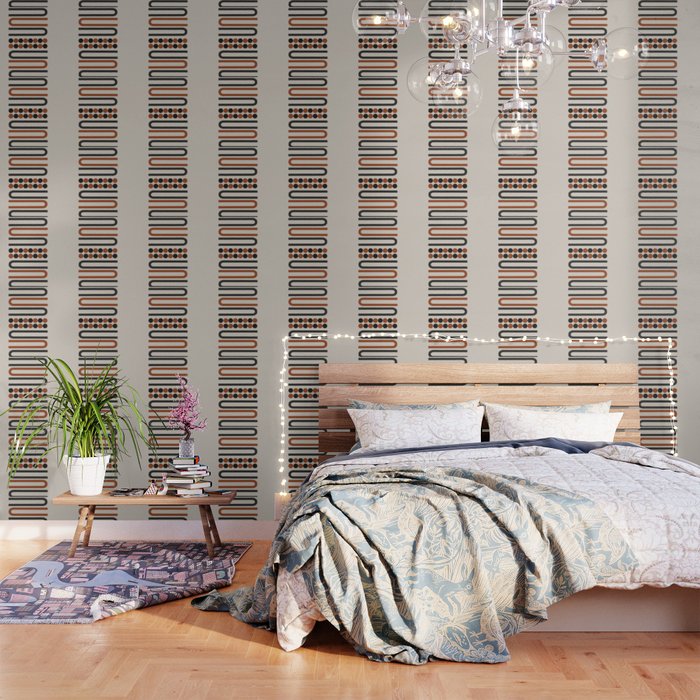 Abstract Modern Lines, Burnt Orange Art Wallpaper Gallery Image 3