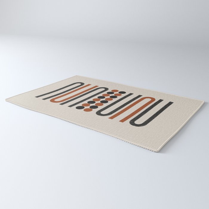 Abstract Modern Lines, Burnt Orange Art Rug Gallery Image 3