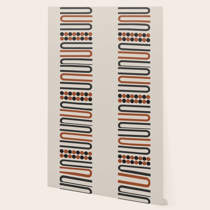Abstract Modern Lines, Burnt Orange Art Wallpaper Gallery Image 2