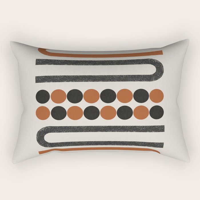 Abstract Modern Lines, Burnt Orange Art Rectangular Pillow Gallery Image 2