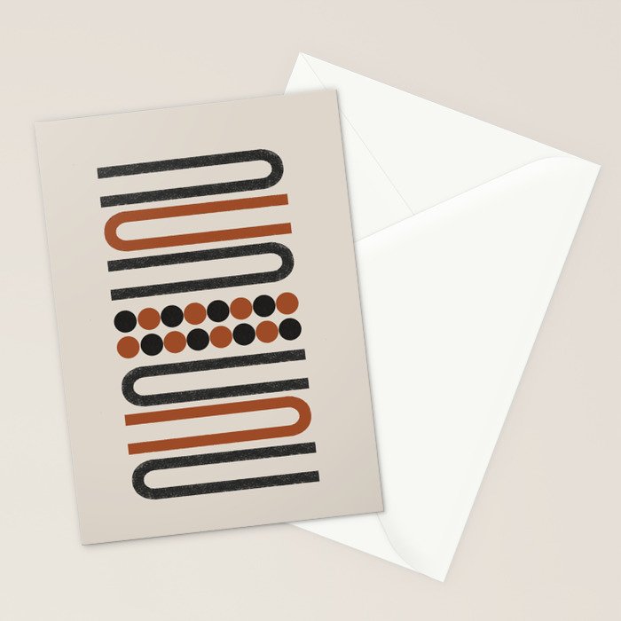 Abstract Modern Lines, Burnt Orange Art Stationery Card Gallery Image 2