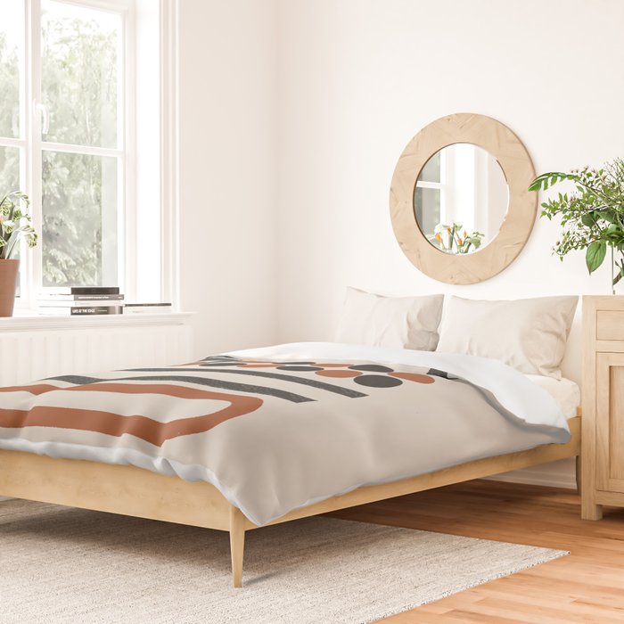 Abstract Modern Lines, Burnt Orange Art Duvet Cover Gallery Image 2