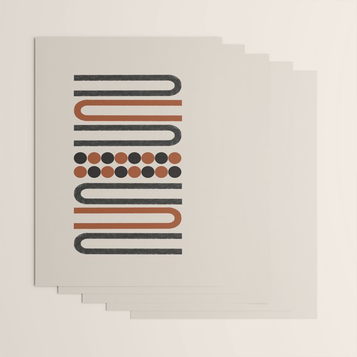 Abstract Modern Lines, Burnt Orange Art Wrapping Paper Gallery Image 3