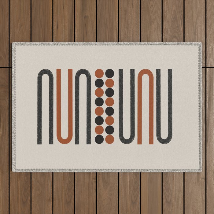 Abstract Modern Lines, Burnt Orange Art Outdoor Rug