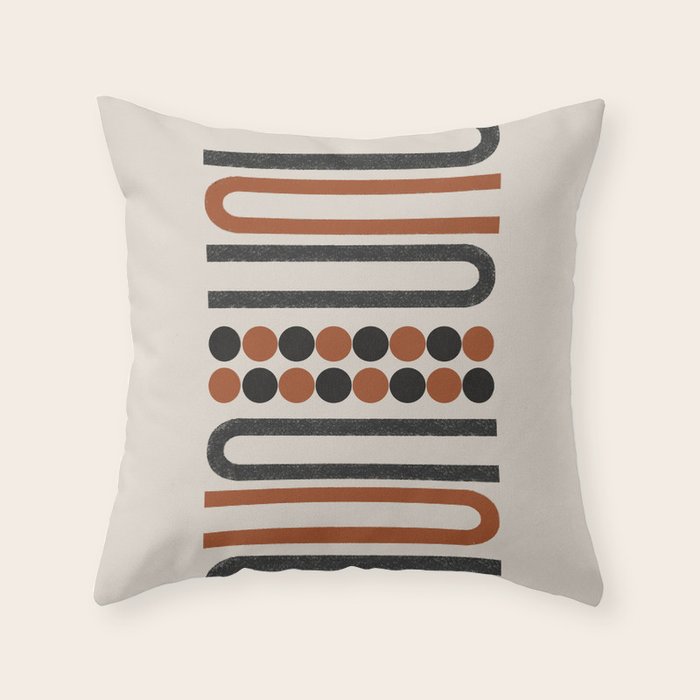 Abstract Modern Lines, Burnt Orange Art Throw Pillow Gallery Image 6
