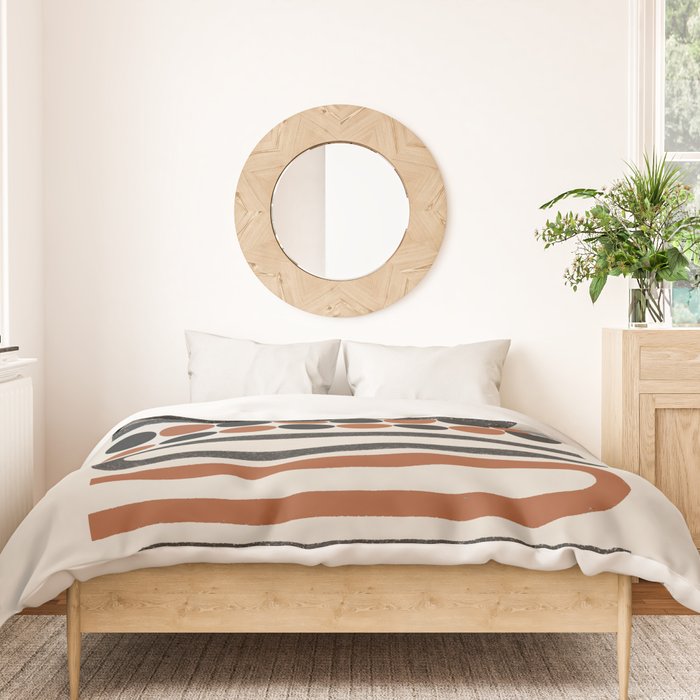 Abstract Modern Lines, Burnt Orange Art Duvet Cover Gallery Image 3