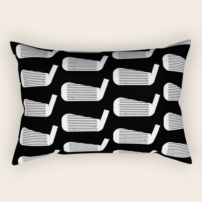 Golf Club Head Vintage Pattern (Black/White) Rectangular Pillow Gallery Image 2
