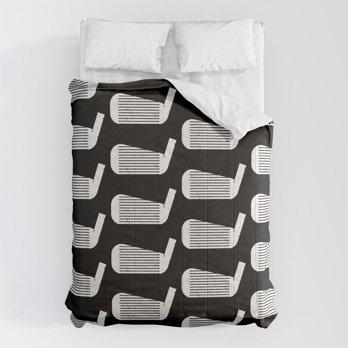 Golf Club Head Vintage Pattern (Black/White) Comforter Gallery Image 6