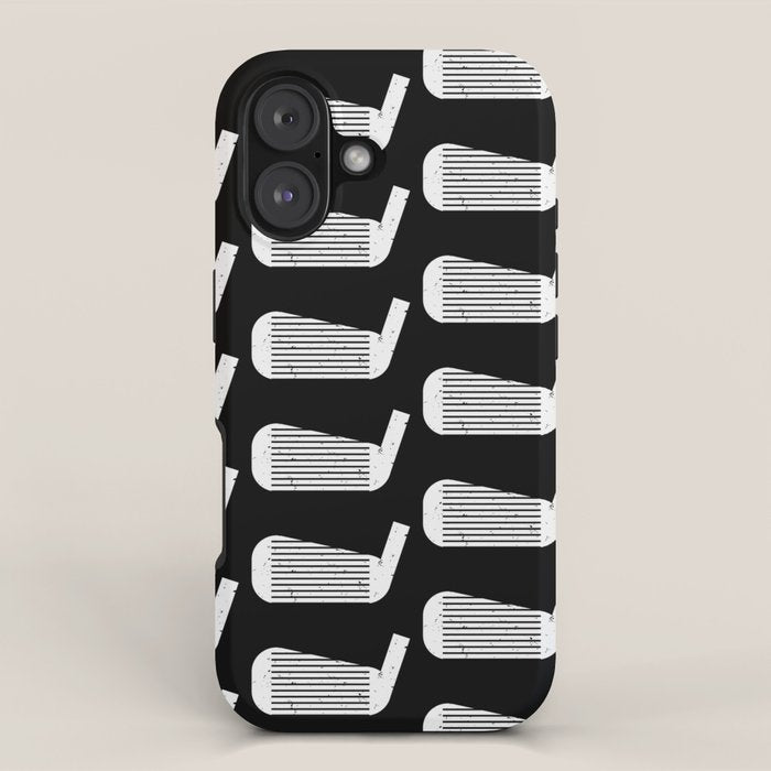 Golf Club Head Vintage Pattern (Black/White) iPhone Case Gallery Image 1