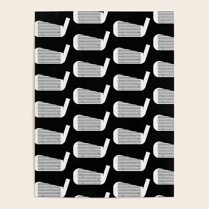 Golf Club Head Vintage Pattern (Black/White) Poster Gallery Image 4