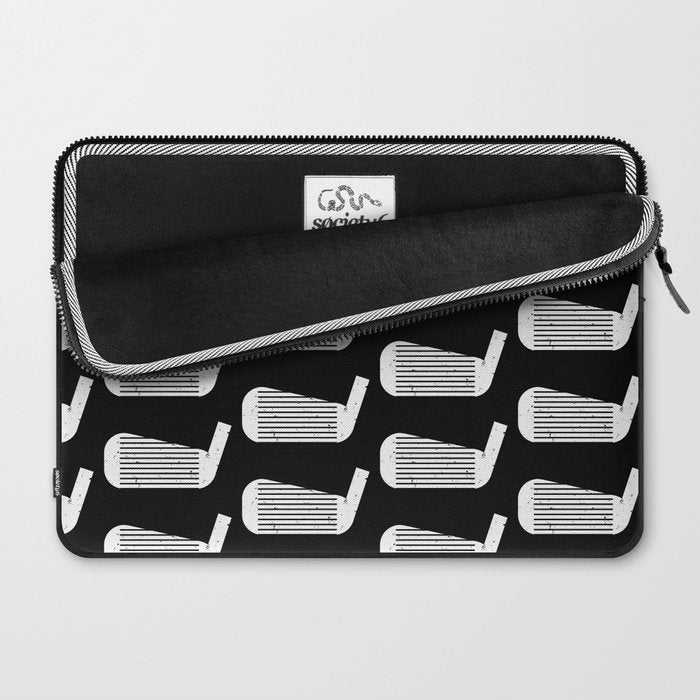 Golf Club Head Vintage Pattern (Black/White) Laptop Sleeve Gallery Image 2