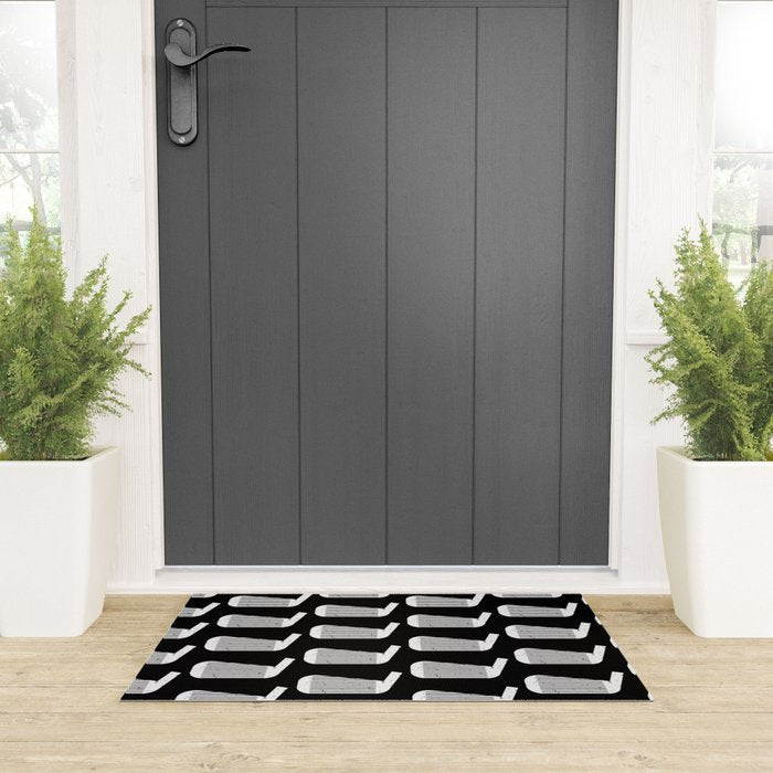 Golf Club Head Vintage Pattern (Black/White) Welcome Mat Gallery Image 3