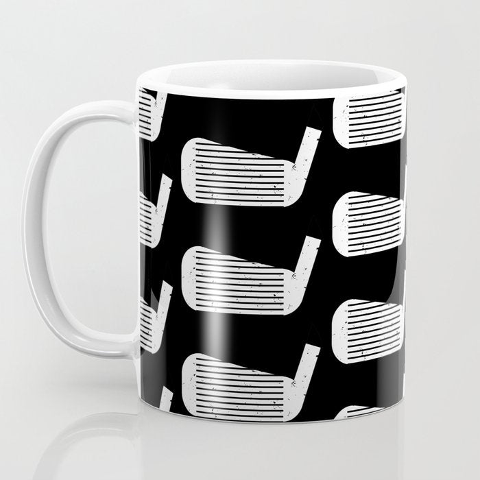 Golf Club Head Vintage Pattern (Black/White) Coffee Mug Gallery Image 3