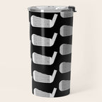 Golf Club Head Vintage Pattern (Black/White) Travel Mug Gallery Image 2