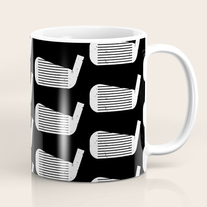 Golf Club Head Vintage Pattern (Black/White) Coffee Mug Gallery Image 1