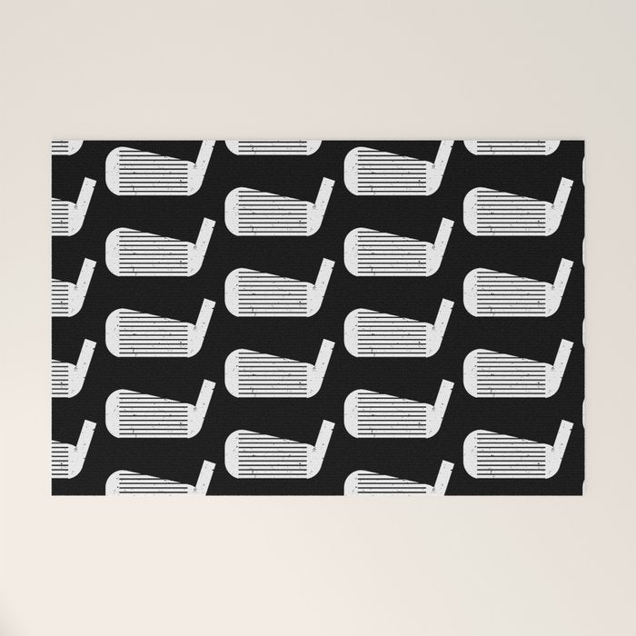 Golf Club Head Vintage Pattern (Black/White) Welcome Mat Gallery Image 1