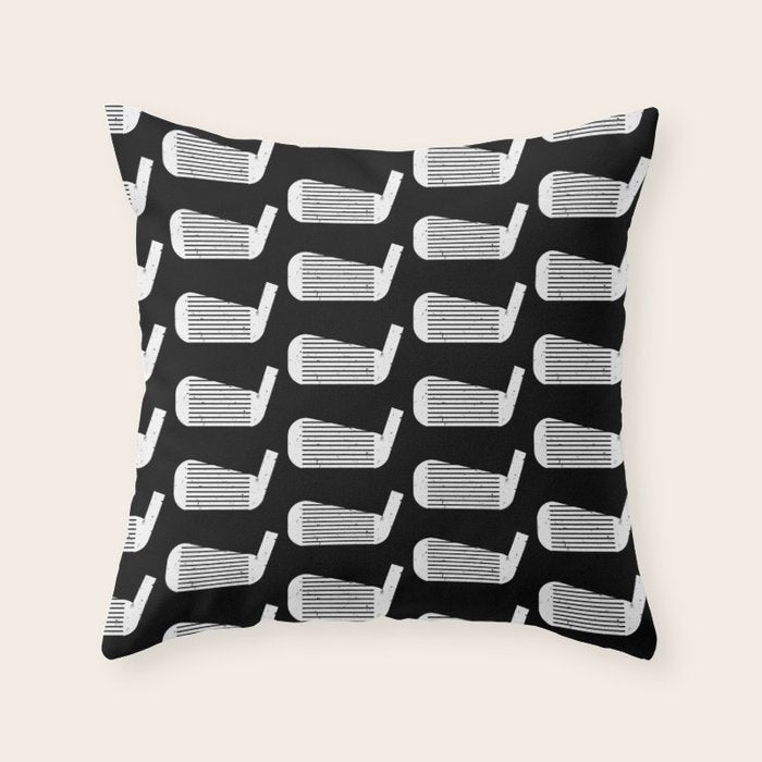 Golf Club Head Vintage Pattern (Black/White) Throw Pillow Gallery Image 6