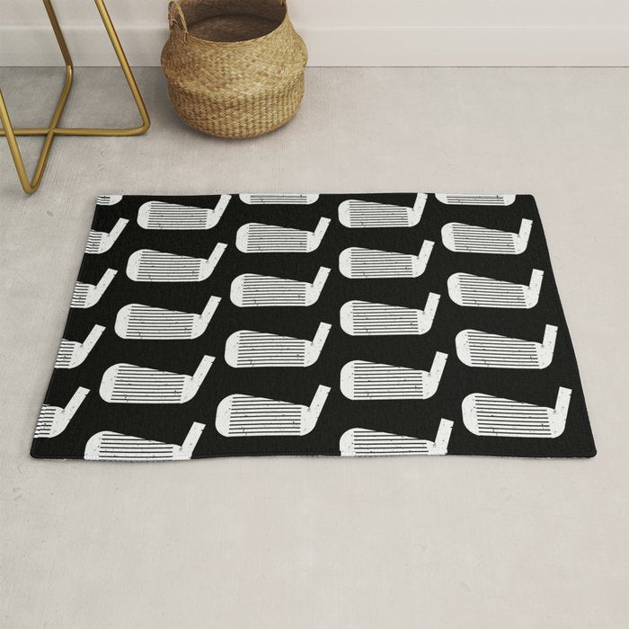 Golf Club Head Vintage Pattern (Black/White) Rug Gallery Image 1