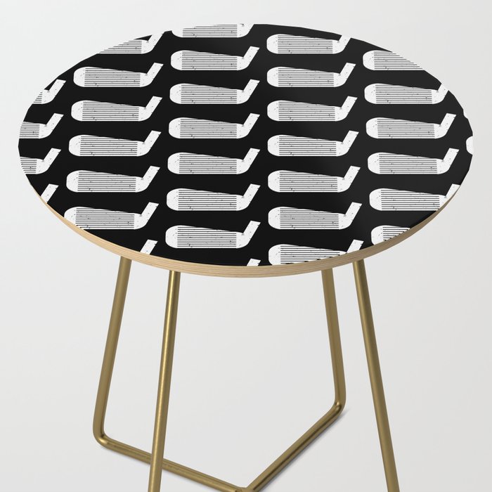 Golf Club Head Vintage Pattern (Black/White) Side Table Gallery Image 2