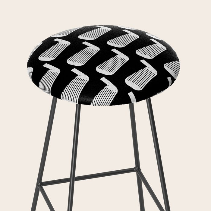 Golf Club Head Vintage Pattern (Black/White) Stool Gallery Image 2