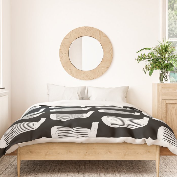 Golf Club Head Vintage Pattern (Black/White) Duvet Cover Gallery Image 3