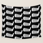 Golf Club Head Vintage Pattern (Black/White) Wall Tapestry Gallery Image 4
