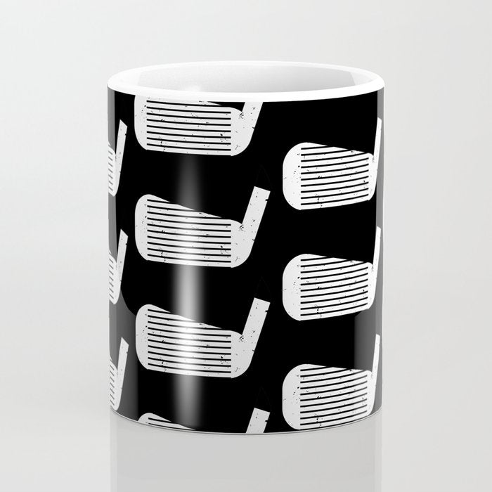 Golf Club Head Vintage Pattern (Black/White) Coffee Mug Gallery Image 4