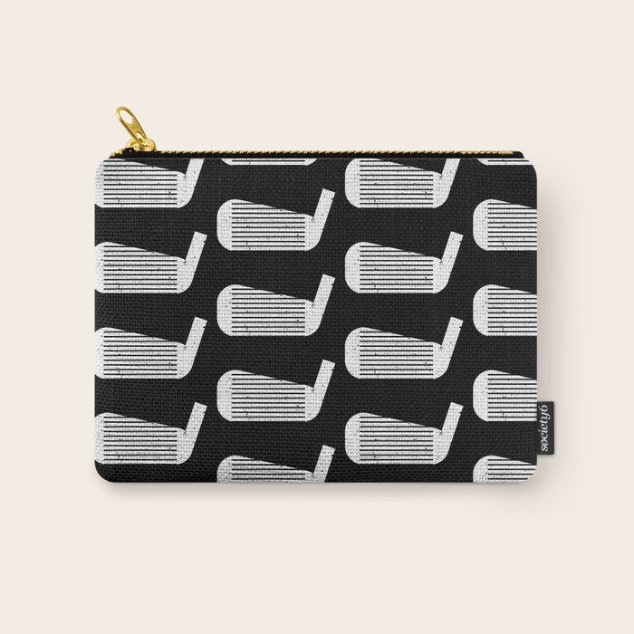 Golf Club Head Vintage Pattern (Black/White) Carry All Pouch Gallery Image 1