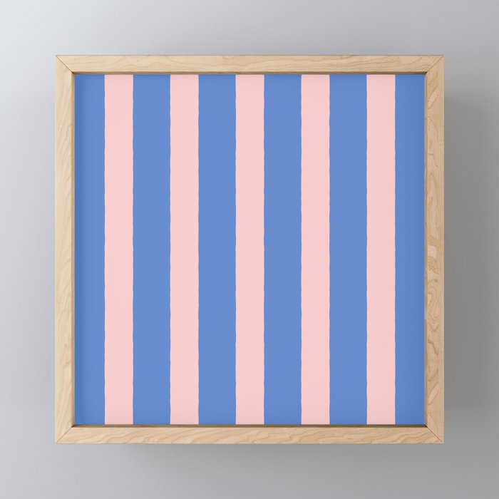 Simple Stripes Pattern - Blue Pink Mini Art Print Gallery Image 1