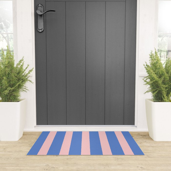 Simple Stripes Pattern - Blue Pink Welcome Mat Gallery Image 3